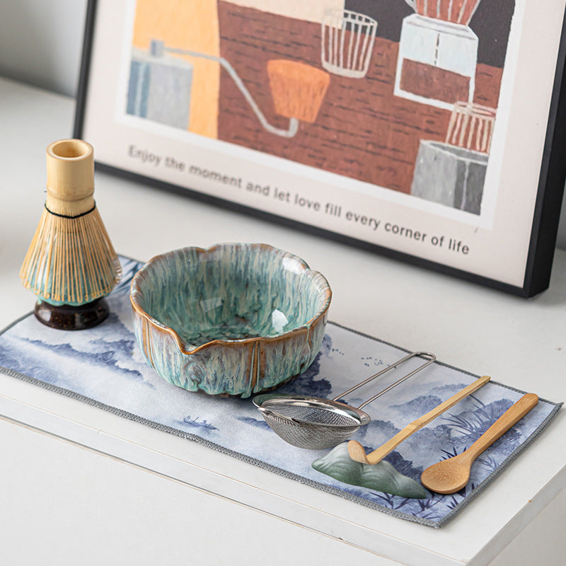 Matcha-Set aus Keramik im Retro-Stil