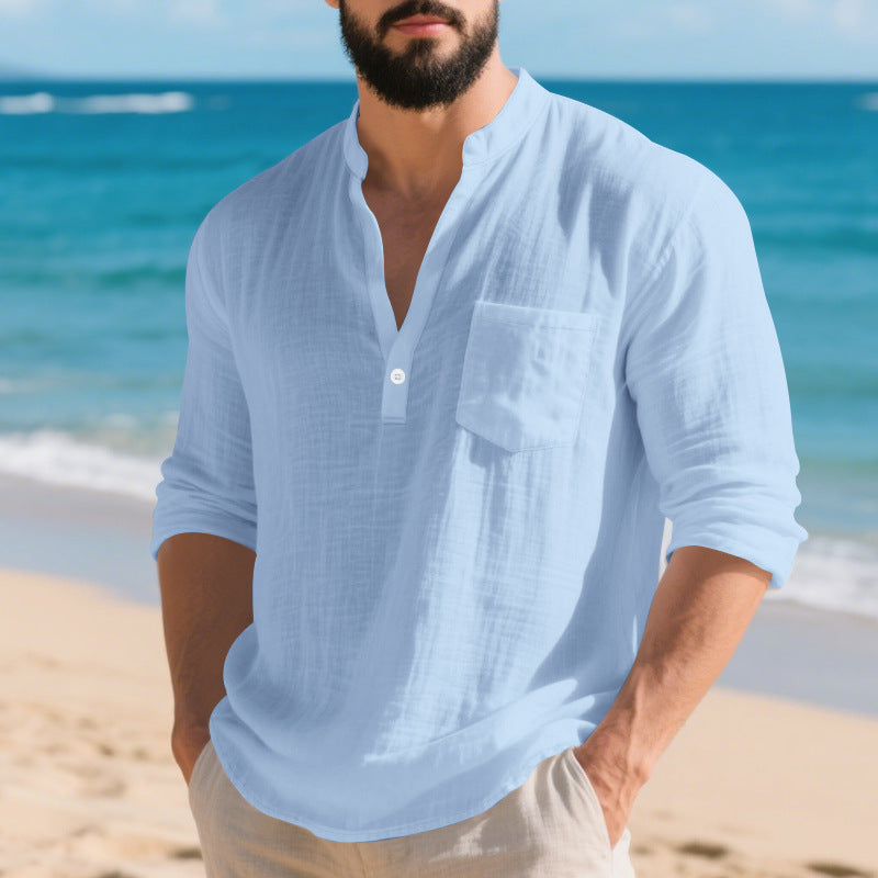 Linen Langarm-T-Shirt im Americana-Stil – Bild 5 | LuxeStyle