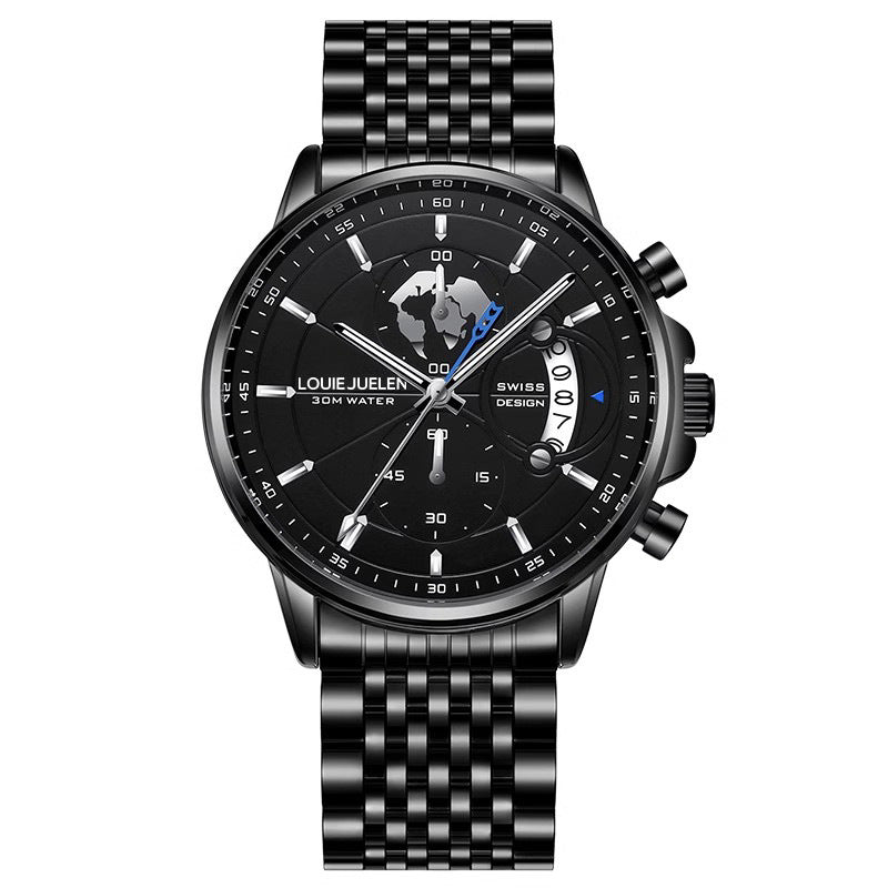 Business Herrenuhr mit Leuchtzeigern und Lederarmband