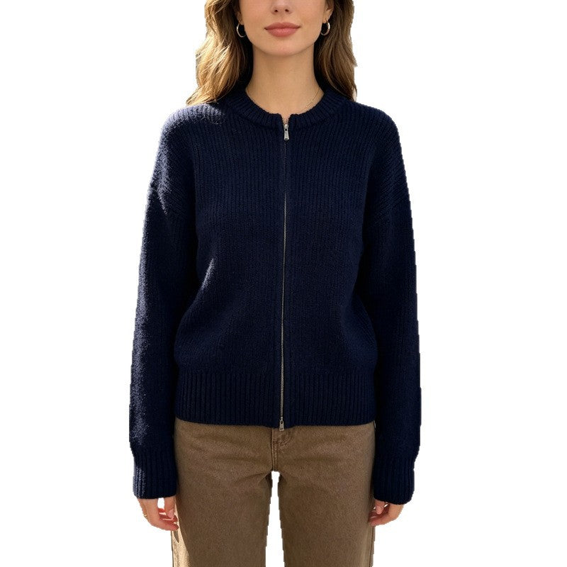 Strick-Cardigan mit Reissverschluss