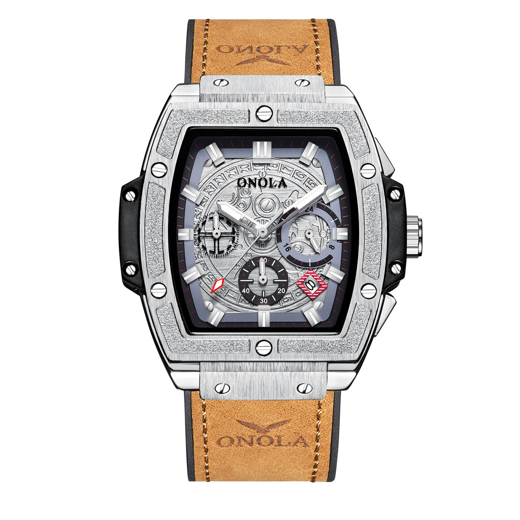 Multifunktionale Herren-Quarzuhr aus Leder – Bild 8 | LuxeStyle