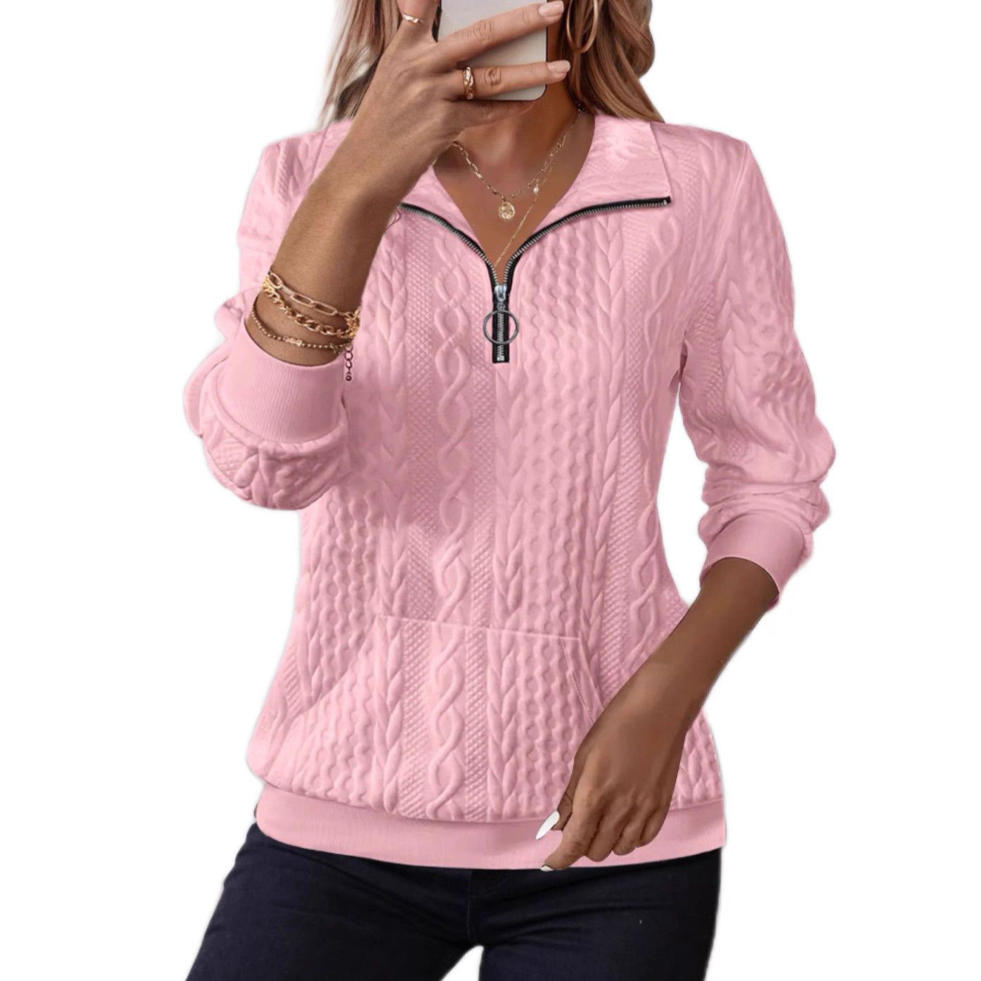 Kapuzenpullover mit halbem Reissverschluss für Damen