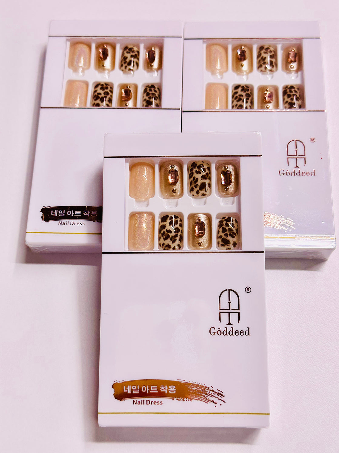Press On Nails Leopard-Print mit Glitzer – Ansicht 5