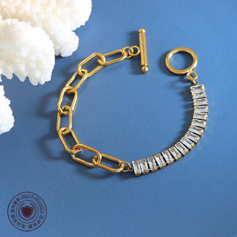 Funkelndes Zirkon OT-Verschluss Armband – Bild 5 | LuxeStyle