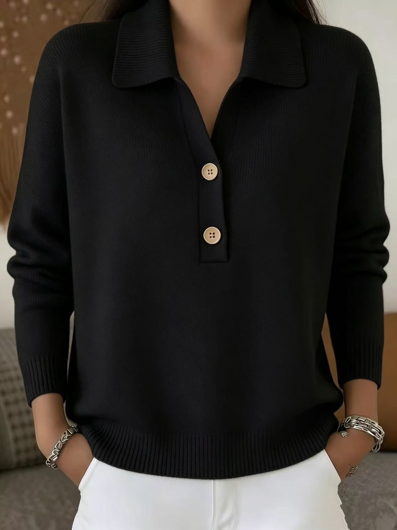 Damen Strickpullover mit Polo-Kragen und Reissverschluss – Ansicht 2