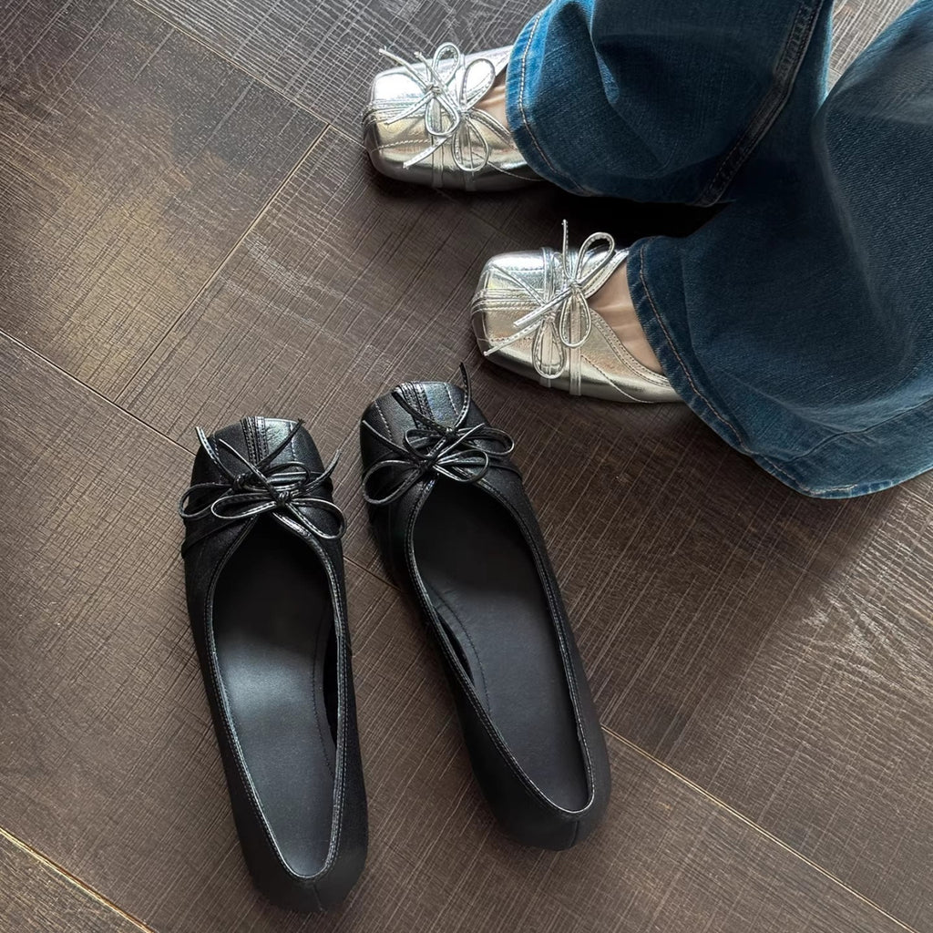Französische Ballet Flats mit eckiger Spitze