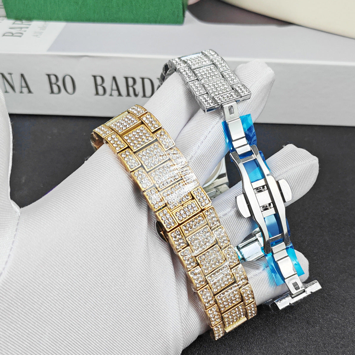 Hip-Hop Strass-Uhr Herren Gold/Silber – Bild 5 | LuxeStyle