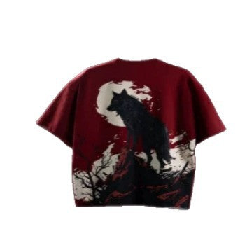 Amerikanisches T-Shirt Bordeauxrot abgeflachte Schultern