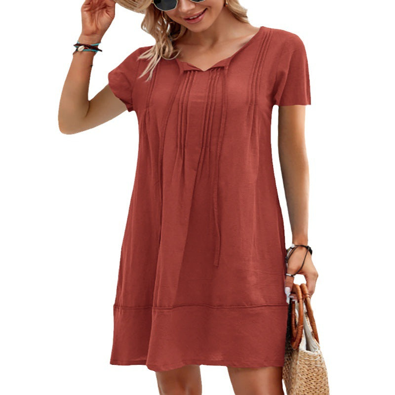 Patchwork Midi-Kleid aus Baumwoll-Leinen – Bild 6 | LuxeStyle