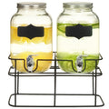 Getränkespender-Set mit Ständer, 2 x 4 L Glas