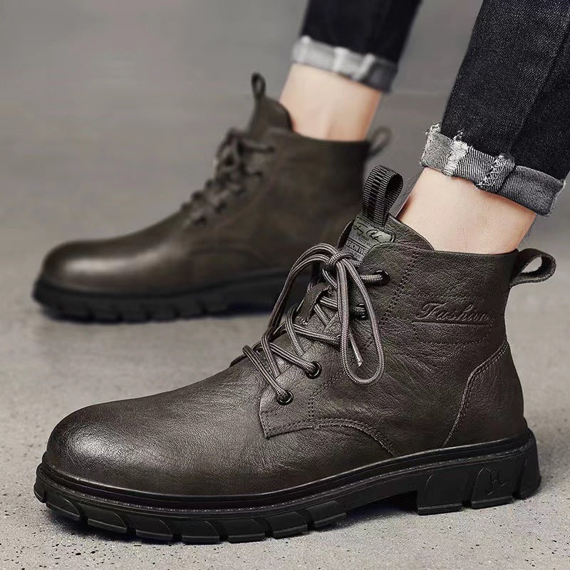 Schwarze Leder High-Top Martin Boots