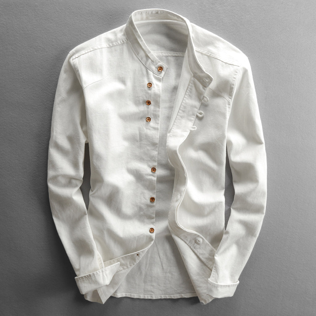 Vintage Slim-Fit Hemd mit Mandarin-Kragen