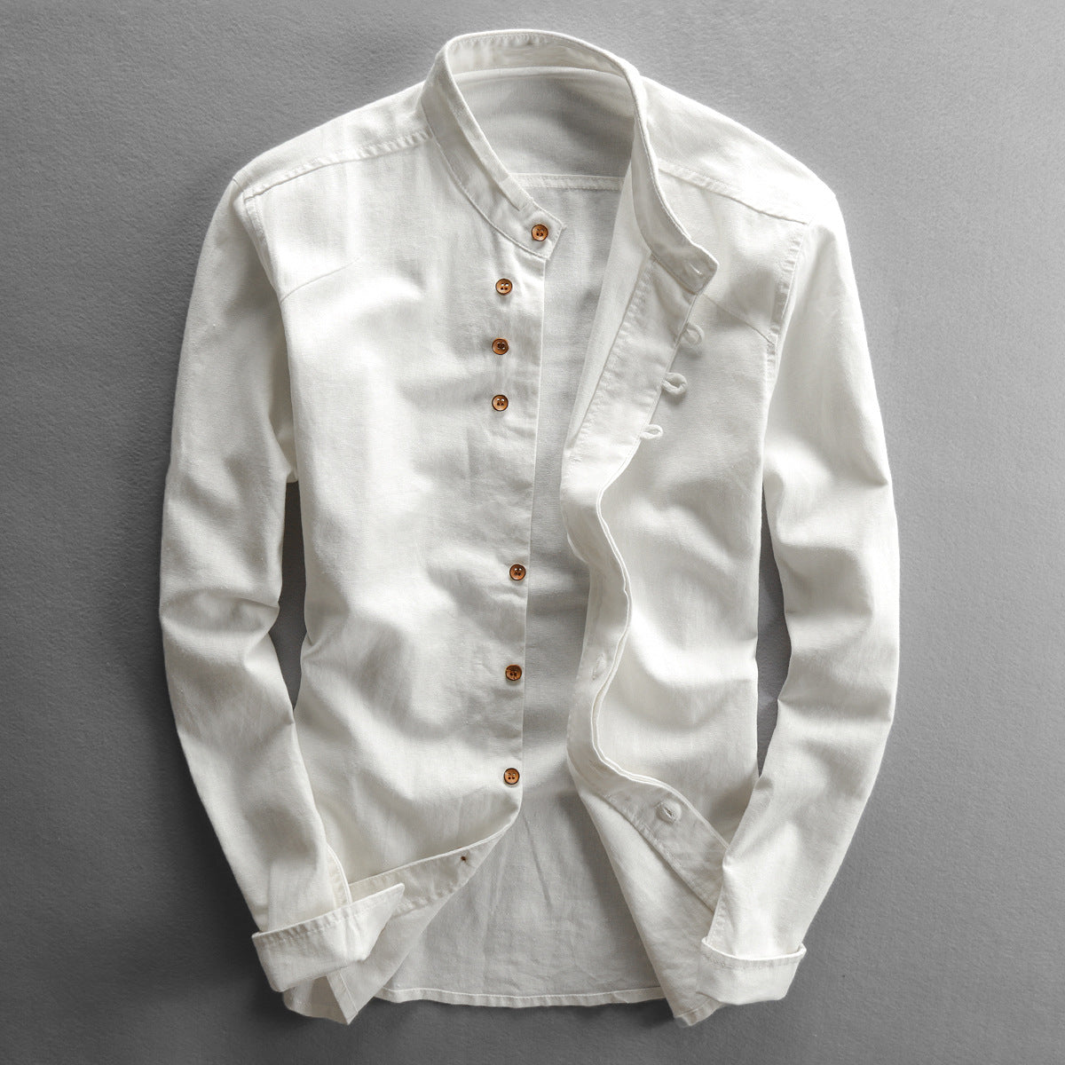 Vintage Slim-Fit Hemd mit Mandarin-Kragen
