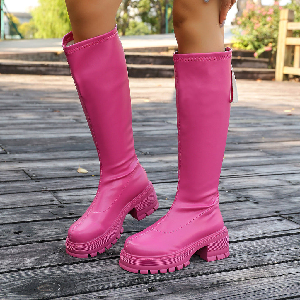 Kniehohe Plateau-Stiefel für Damen