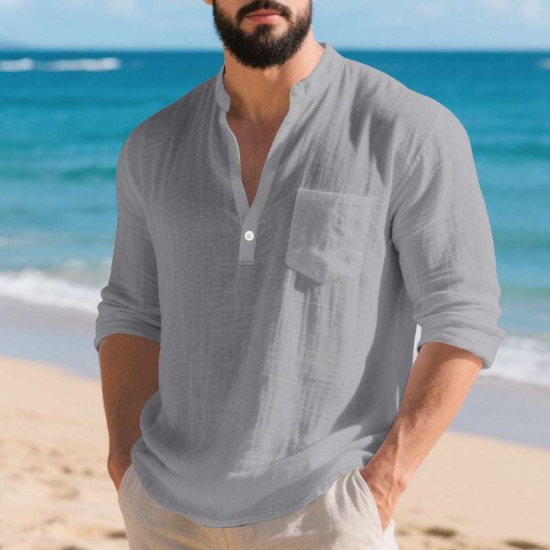 Linen Langarm-T-Shirt im Americana-Stil – Bild 4 | LuxeStyle