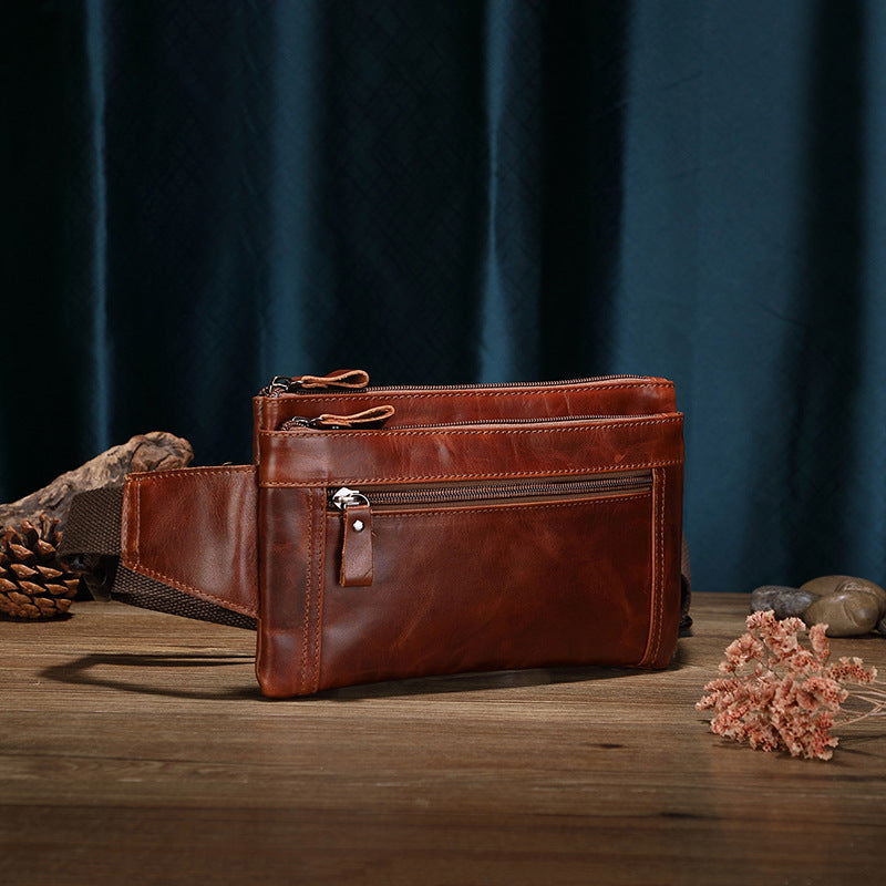 Herren Outdoor-Taille-Tasche aus erstklassigem Rindsleder, wasserdicht