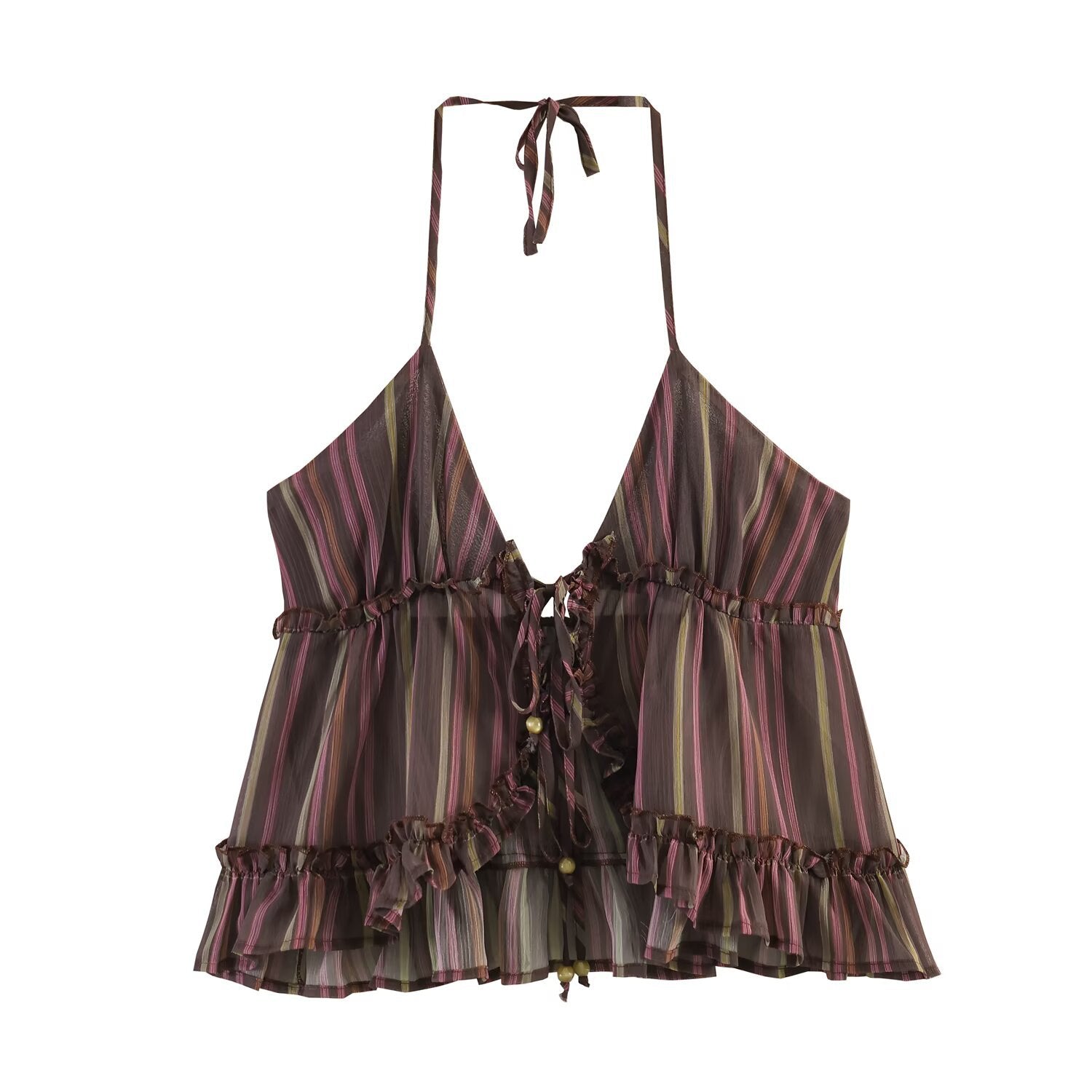Retro Metallic Gestreiftes Camisole Top