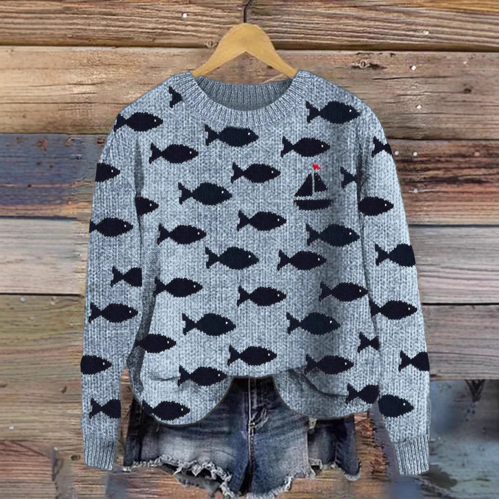 Weicher Cardigan mit Cartoon-Muster