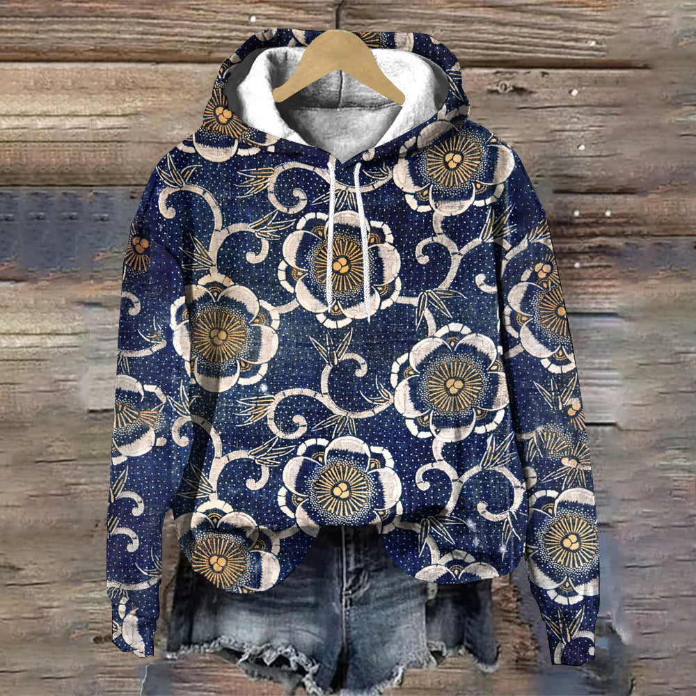 Blumiger Designer-Hoodie für den Herbst