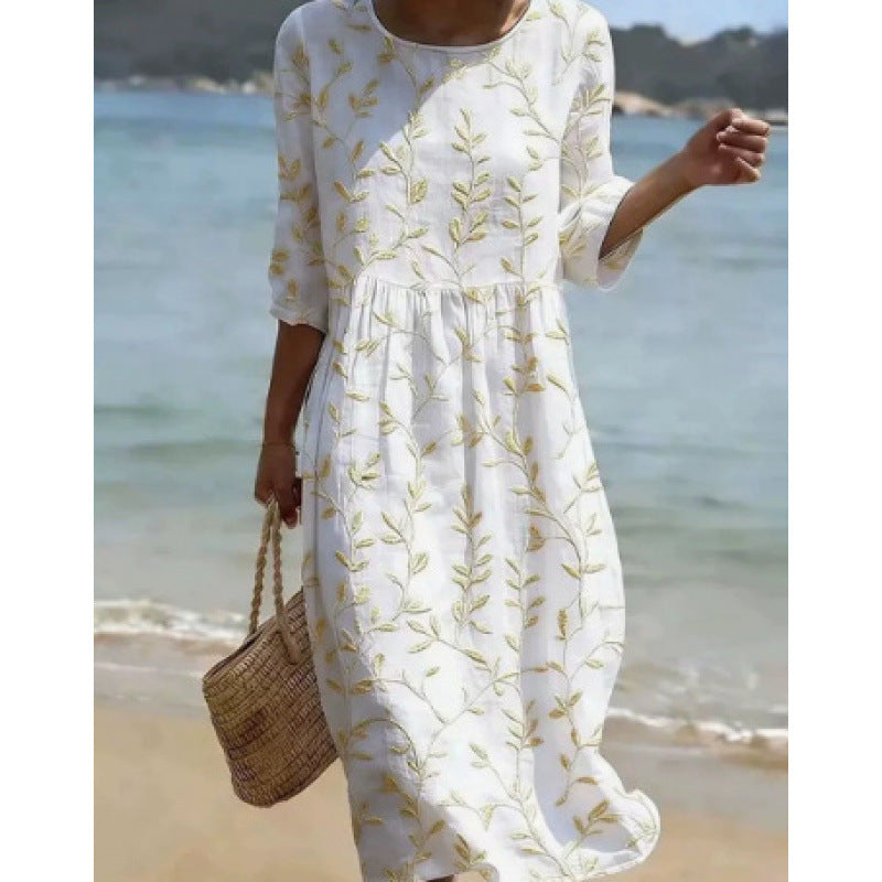 Midi-Kleid mit 3D-Blumenprint | LuxeStyle