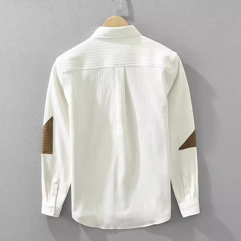 Color Contrast Patchwork Langarmhemd für Herren – Bild 8 | LuxeStyle