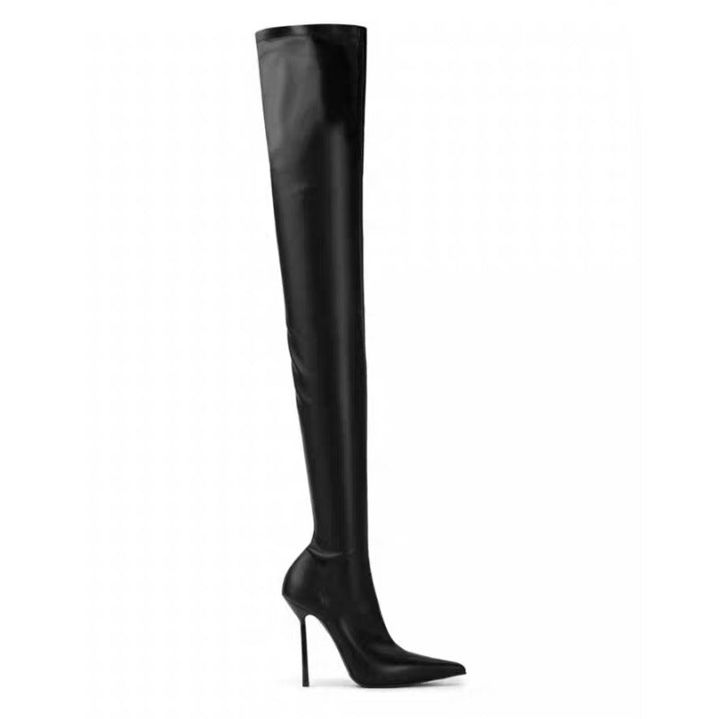 Spitzschuh-Boots mit Stiletto-Absatz, überknie, Plus-Größen
