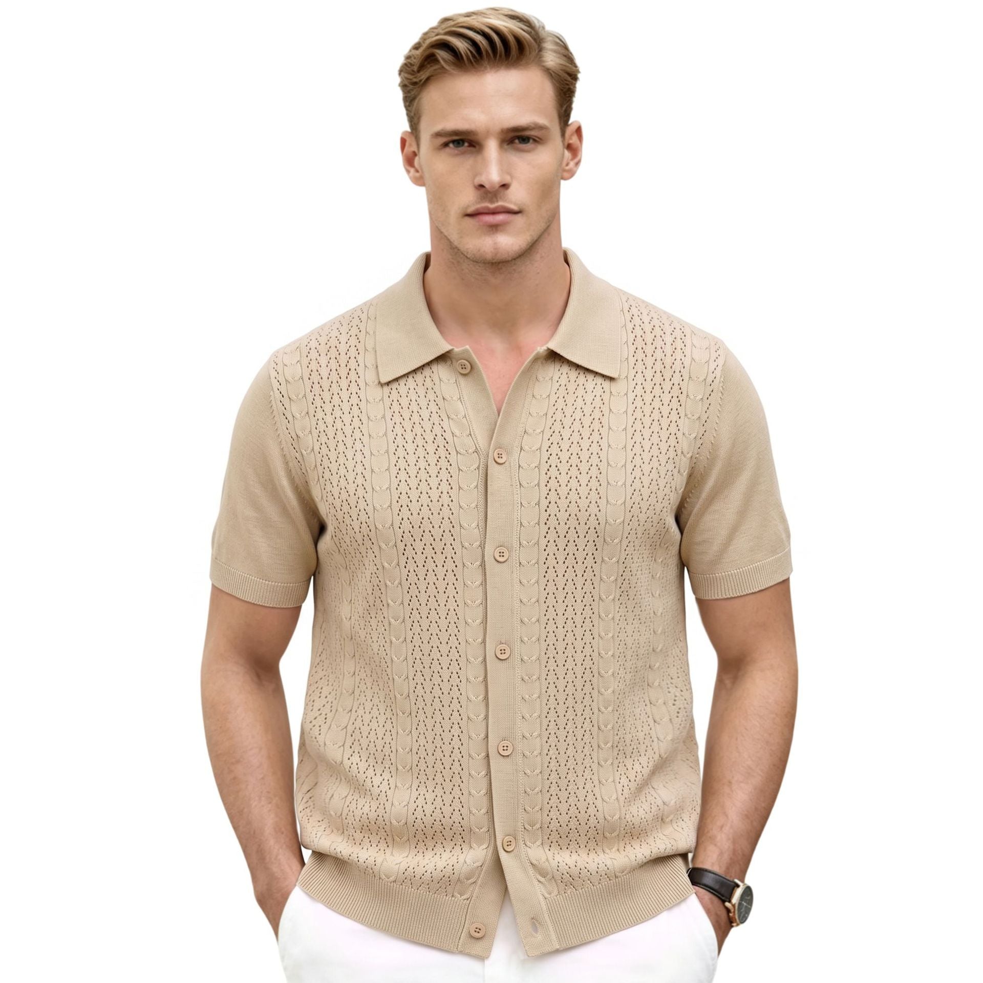 Luftiges Kurzarm-Stricktop für Herren