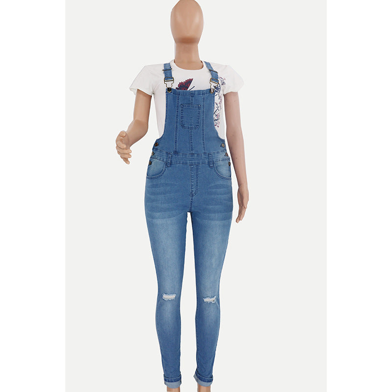 High-Stretch Denim-Overall mit Rissen – Ansicht 4