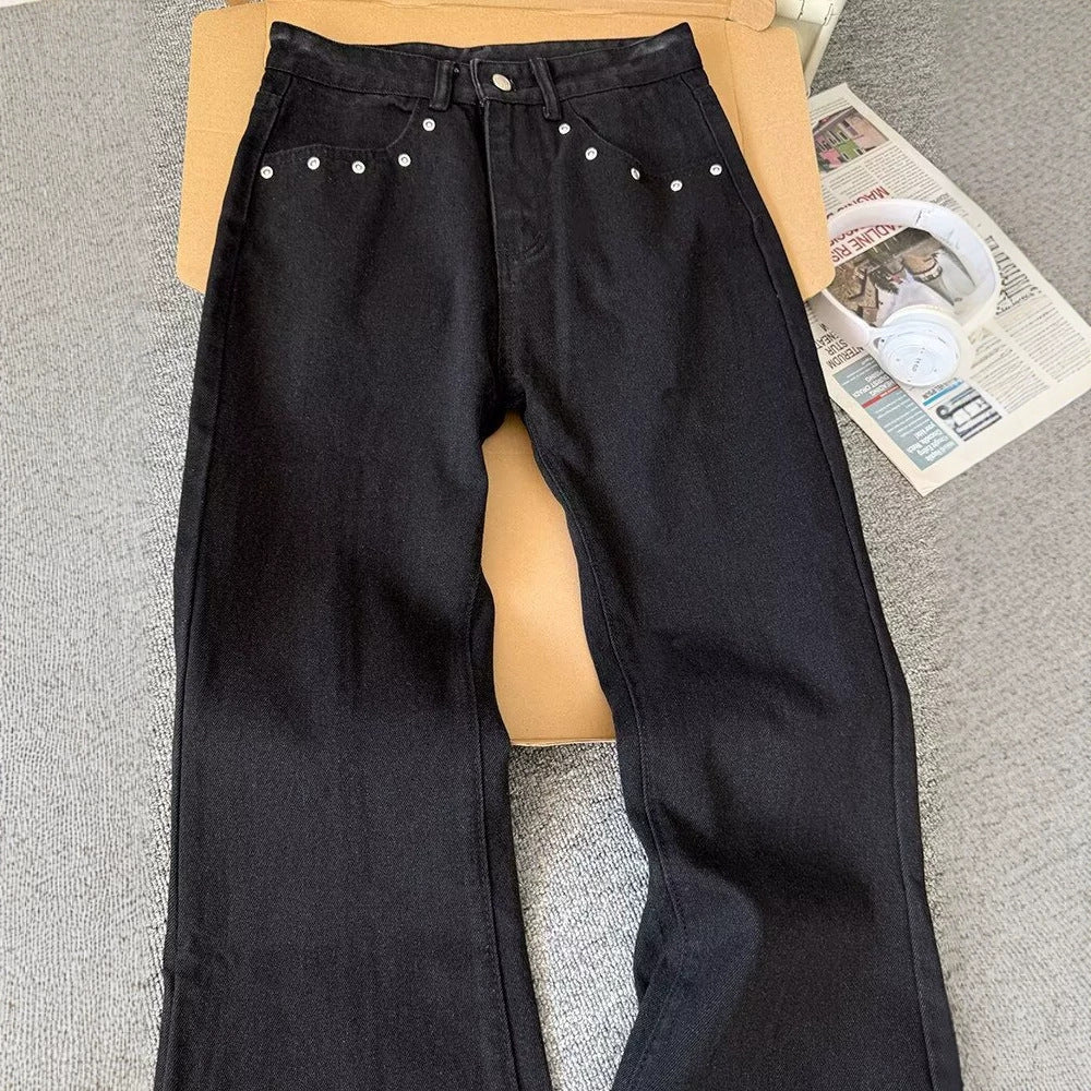 Herren Jeans mit Nieten, Schwarz