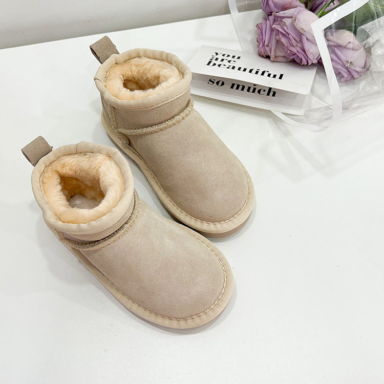 Kinder Winterstiefel aus Leder mit Fell