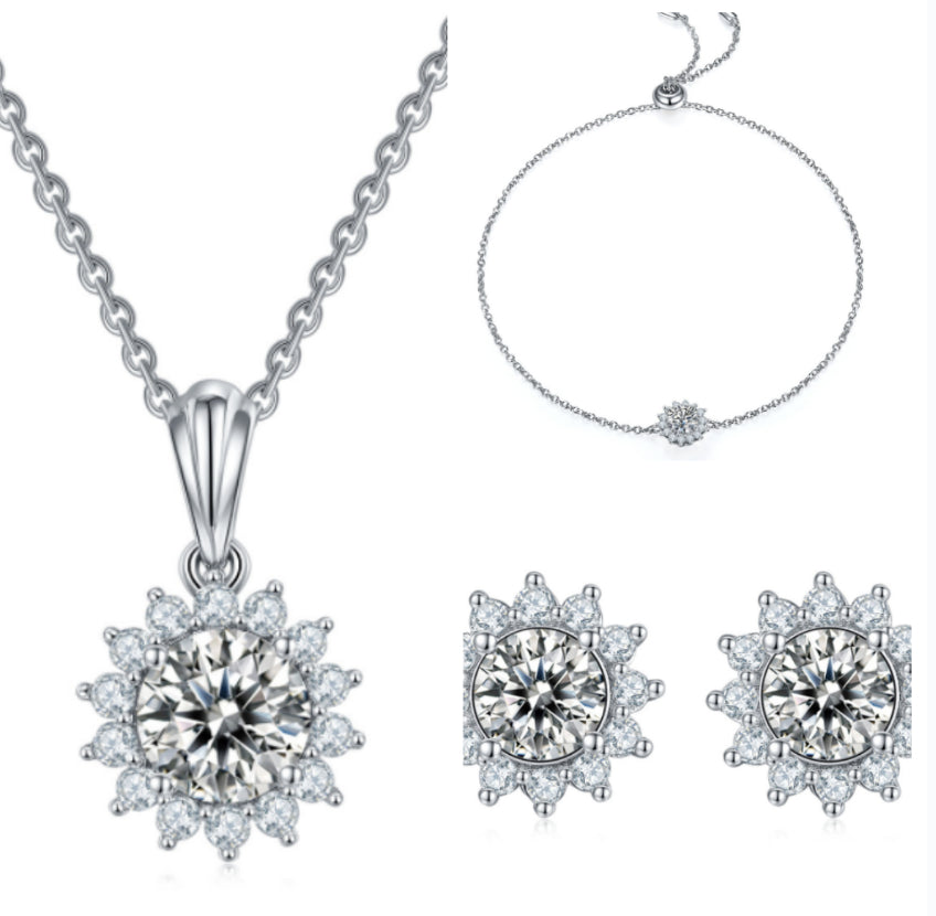 Schmuck-Set «Trio» · 925 Silber (Kette · Ohrringe · Armband)