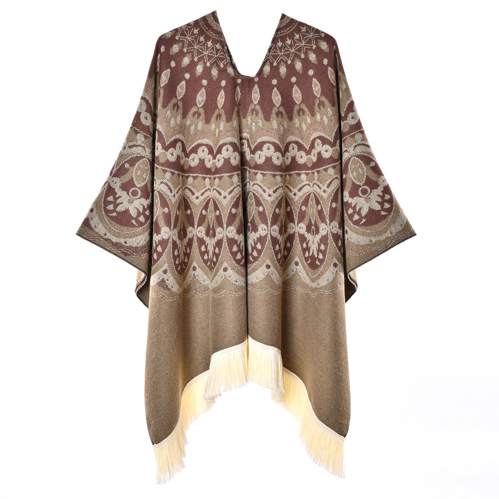 Boho-Schal mit Quasten und Jacquardmuster – Bild 4 | LuxeStyle