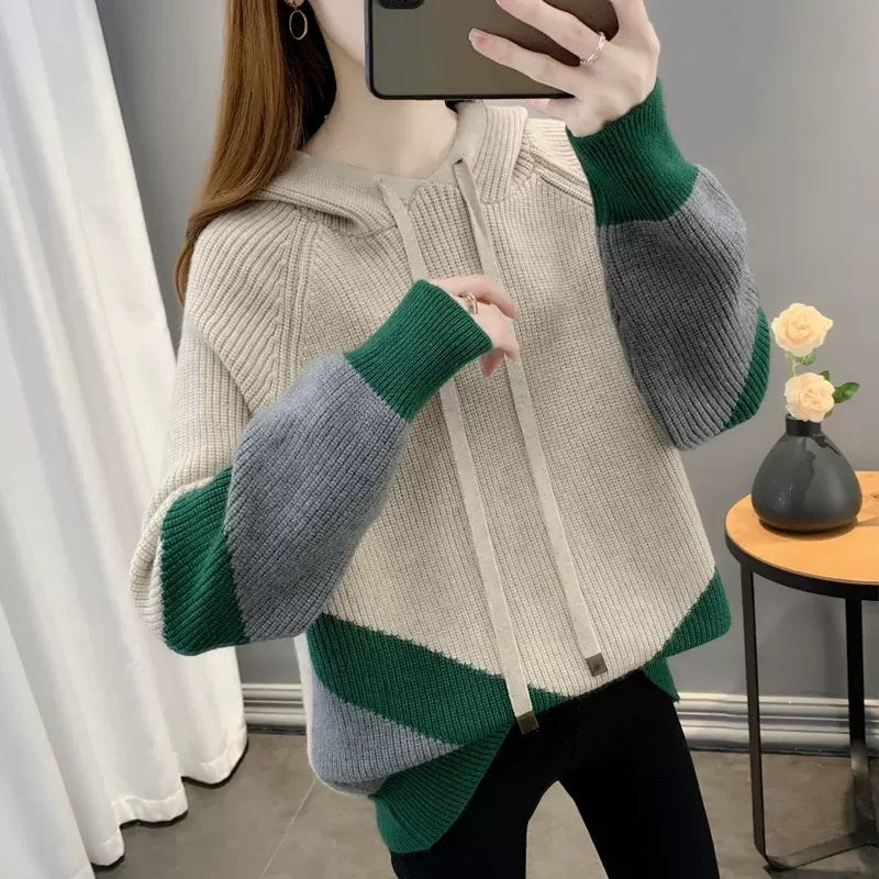 Eleganter Strick-Hoodie im Western-Stil
