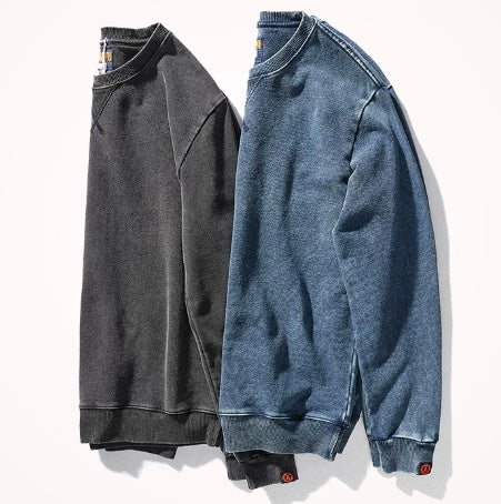 Herren Hoodie mit Rundhals, Heavy Water Washed – Ansicht 3