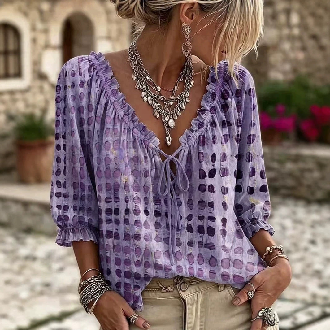 Bluse mit Tupfenmuster im Ethno-Stil