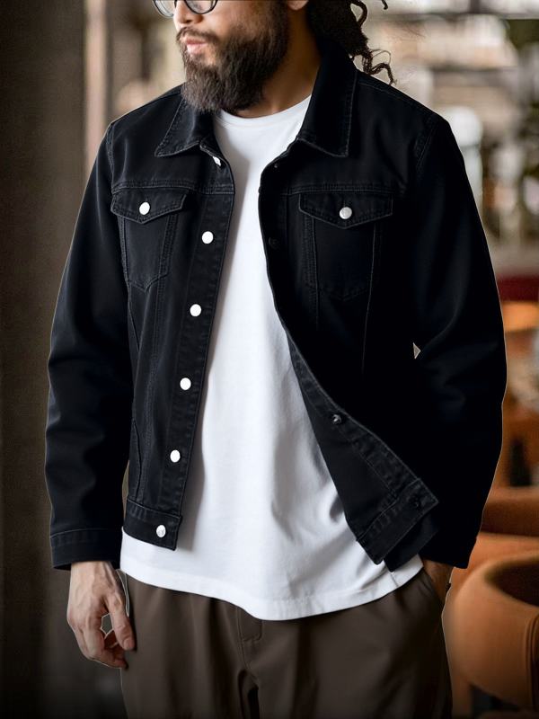 Lockere Jeansjacke im Korea-Stil für Herren – Ansicht 7