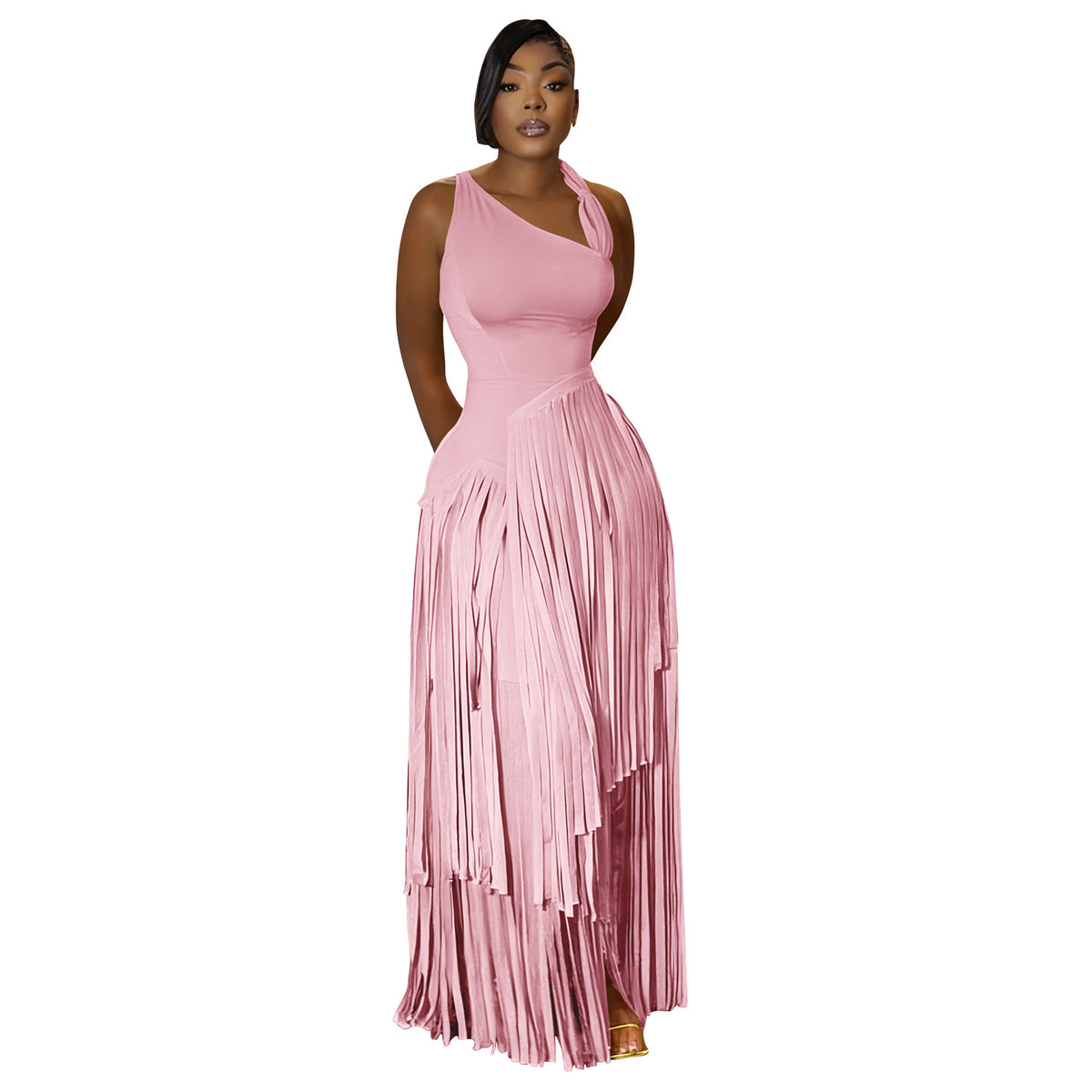 Ärmelloses Kleid mit Quasten – Bild 9 | LuxeStyle