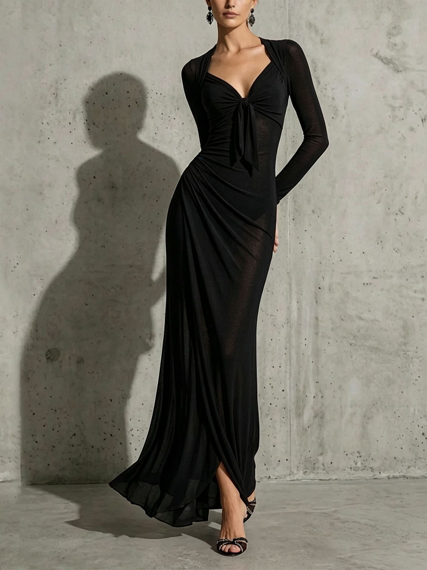 V-Ausschnitt Maxi-Kleid