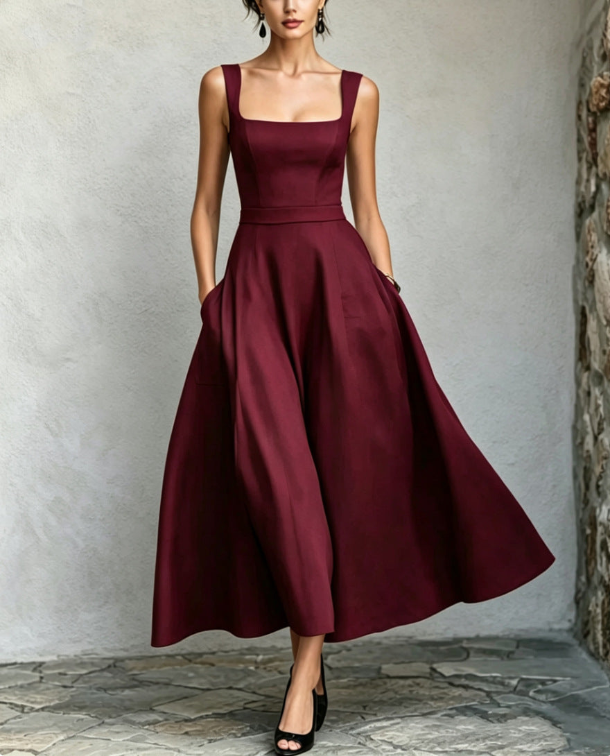 Damen-V-Ausschnitt-Maxi in A-Linie