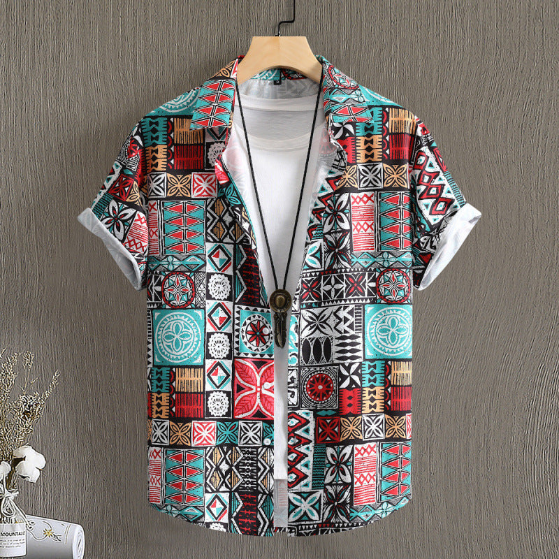 Herren-Bluse mit floralem Druck