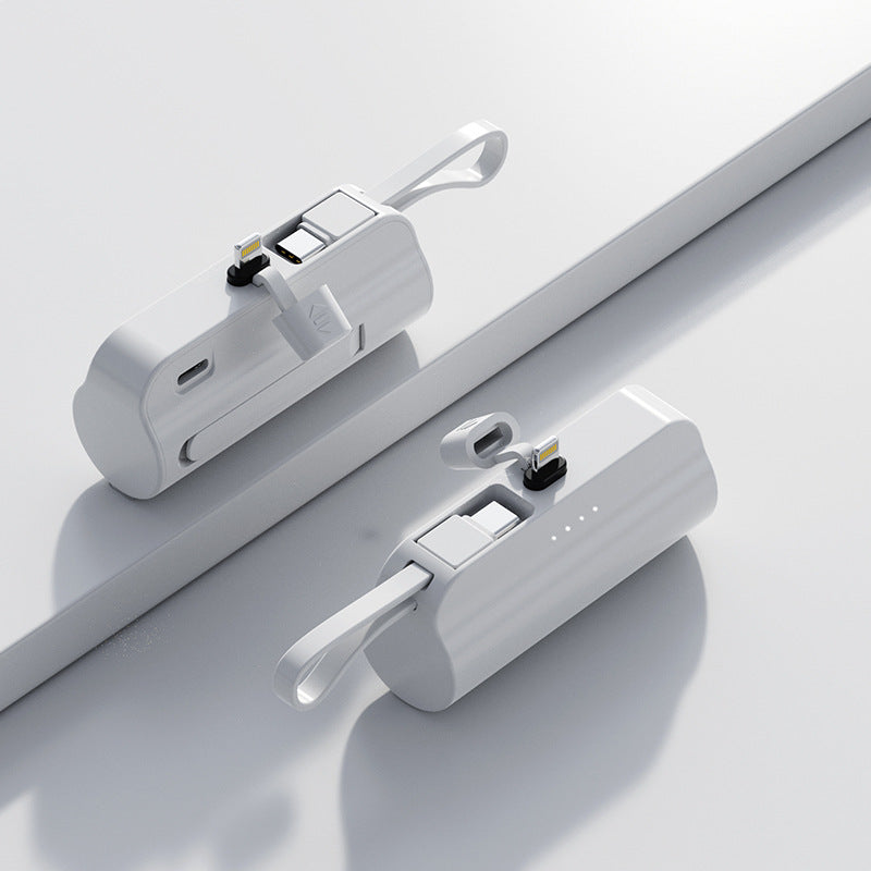 Kompakte 5000 mAh Powerbank mit integriertem Kabel