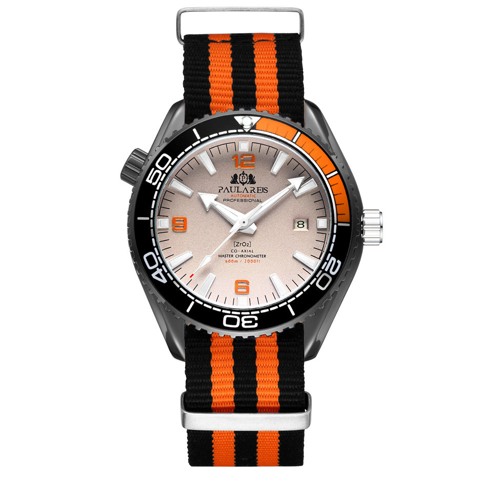 Automatische Herrenuhr mit Leuchtzeigern und Canvas-Armband