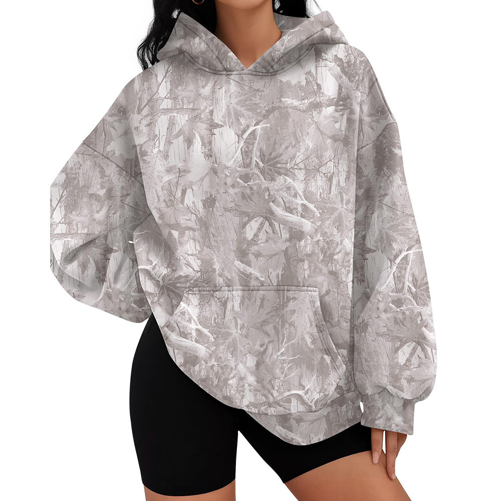 Weiten Bäumchenmuster-Hoodie