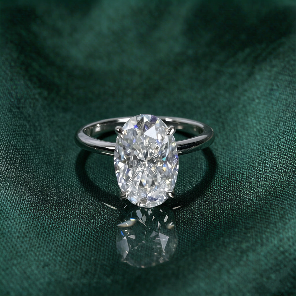 Ovaler Moissanit-Ring, S925 Silber, 18K Vergoldung | LuxeStyle