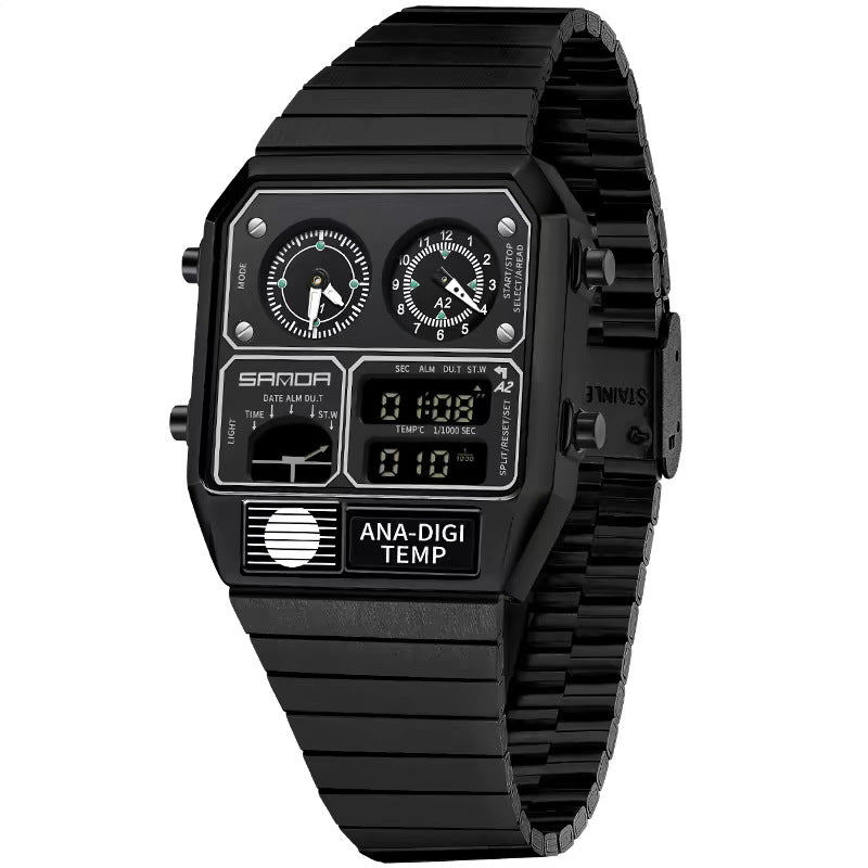 Multifunktionale Retro-Herrenuhr mit Temperatur – Ansicht 4
