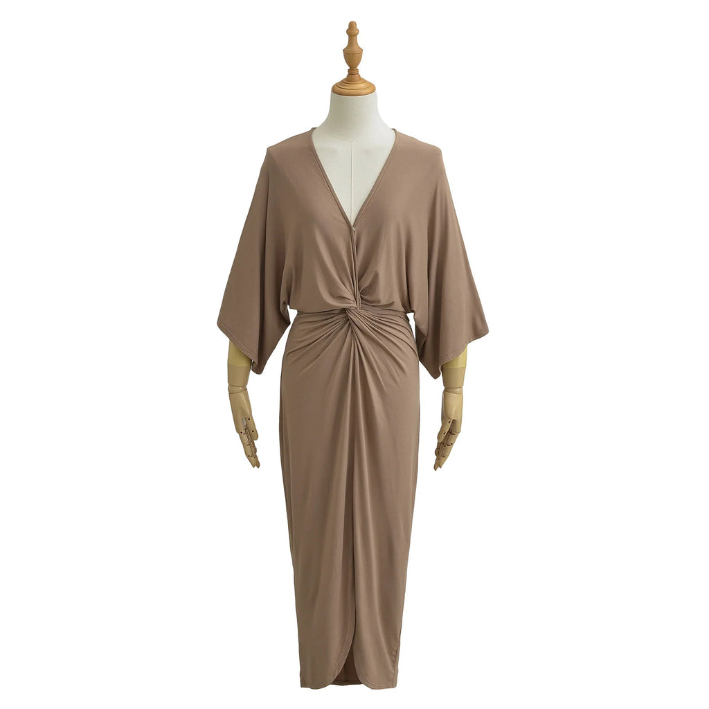 Bauchbetonte Batwing-Ärmel-Kleid in Salmon – Bild 4 | LuxeStyle