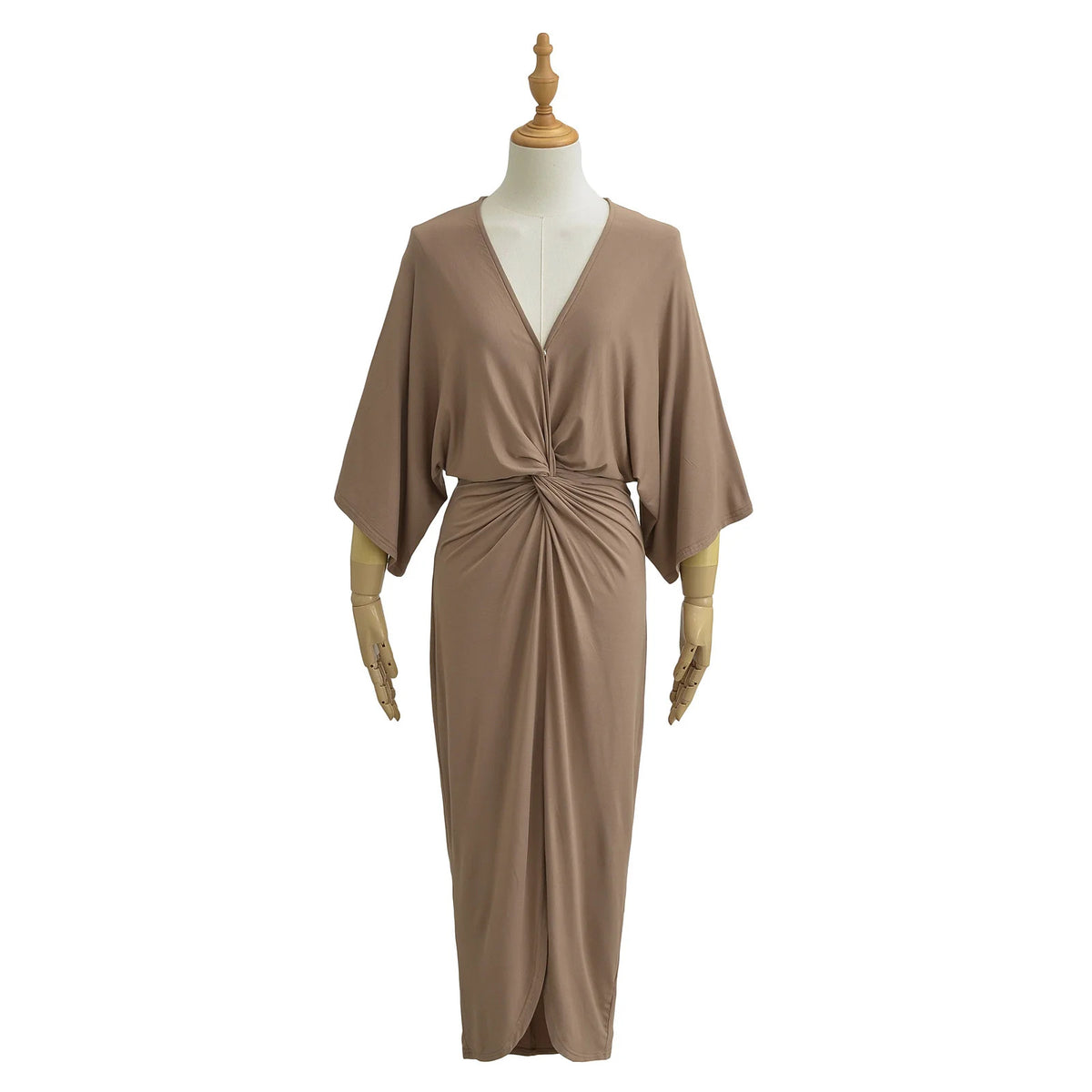 Bauchbetonte Batwing-Ärmel-Kleid in Salmon – Bild 4 | LuxeStyle