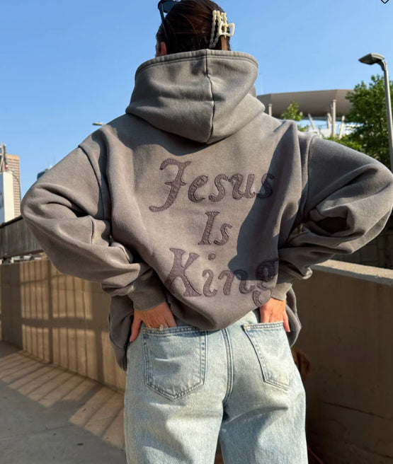 Vintage-Look Hoodie mit überschnittenen Ärmeln – Ansicht 3