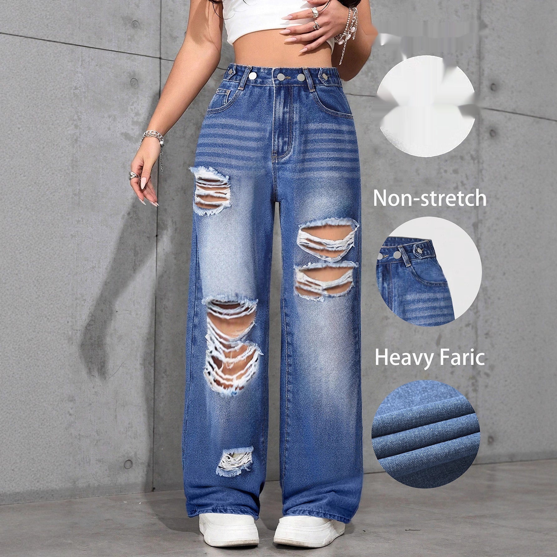Ripped Jeans, gerade geschnitten