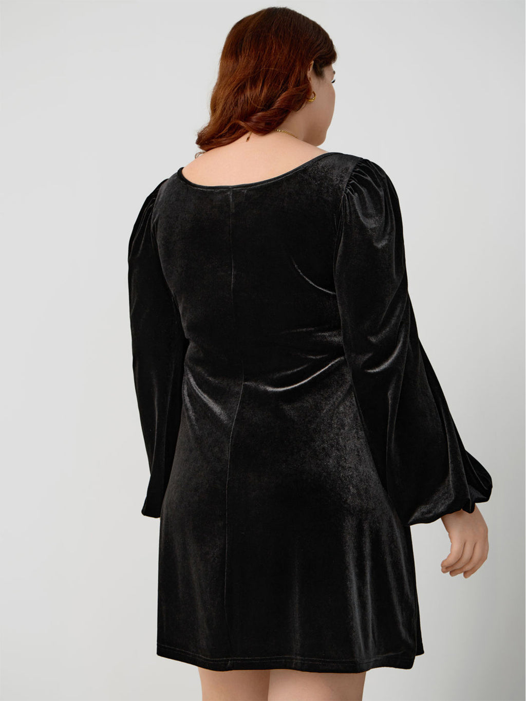 Damen Velourskleid mit Trägern und Puffärmeln